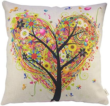 HOSL colourful Heart Shape Tree Square Decorative Throw Pillow Case Cushion Cover 17.317.3 Inch (44CM44CM)