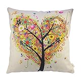 HOSL colourful Heart Shape Tree Square Decorative Throw Pillow Case Cushion Cover 17.317.3 Inch (44CM44CM)