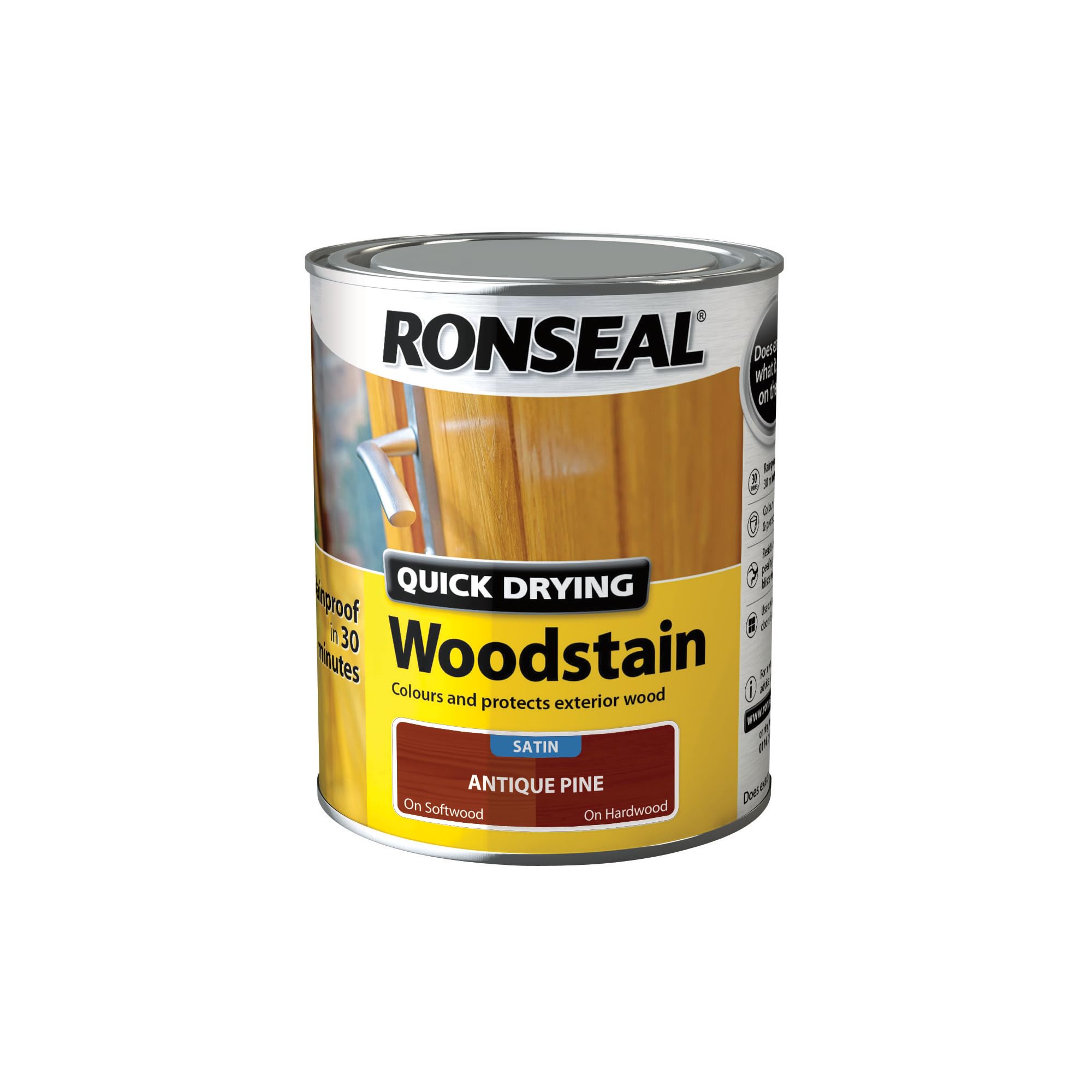 Ronseal Quick Drying Woodstain Satin Antique Pine 750ml