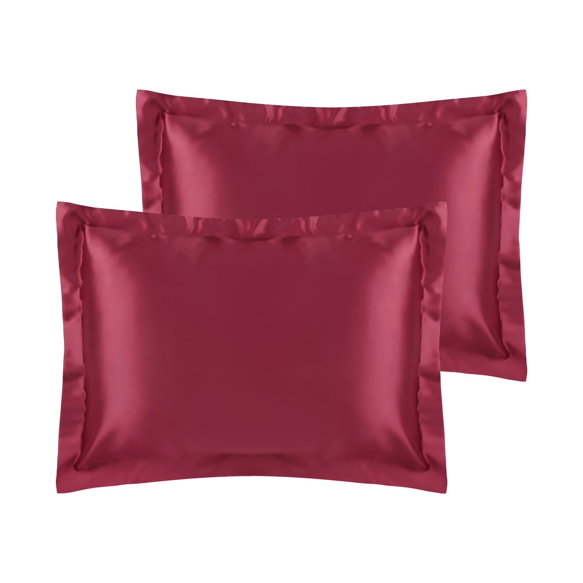 uxcell Satin Pillowcase for Hair and Skin Soft and Smooth Set of 2 with Envelope Closure, Gifts for Friends Wine Red Queen (51x76cm)