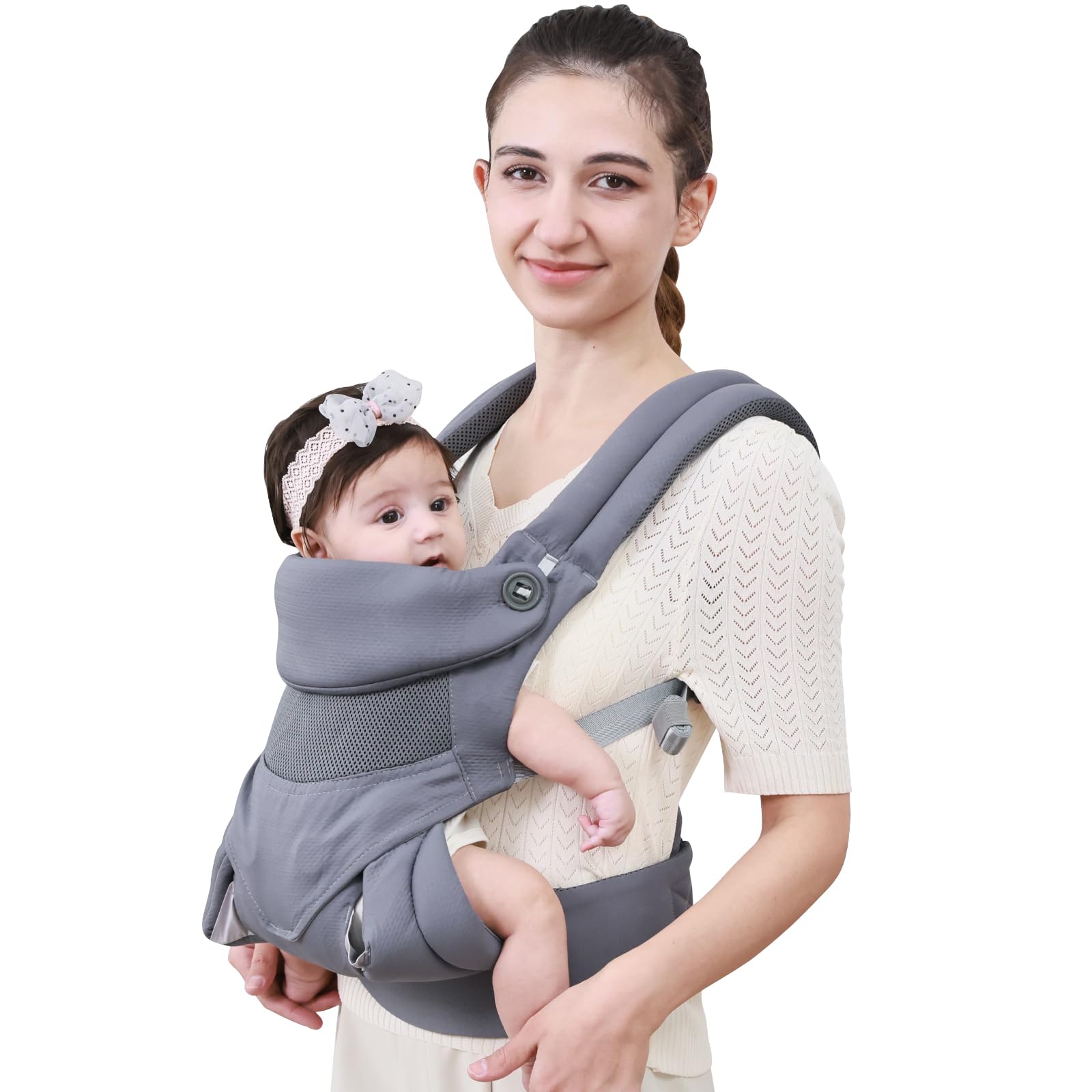 vrbabies Baby Sling Carrier for Newborn to Toddlers, Adjustable Breathable Muslin Double Ring Sling Wraps, Sling Holder Carrier Scarf, Ideal Baby Gift for New Parents