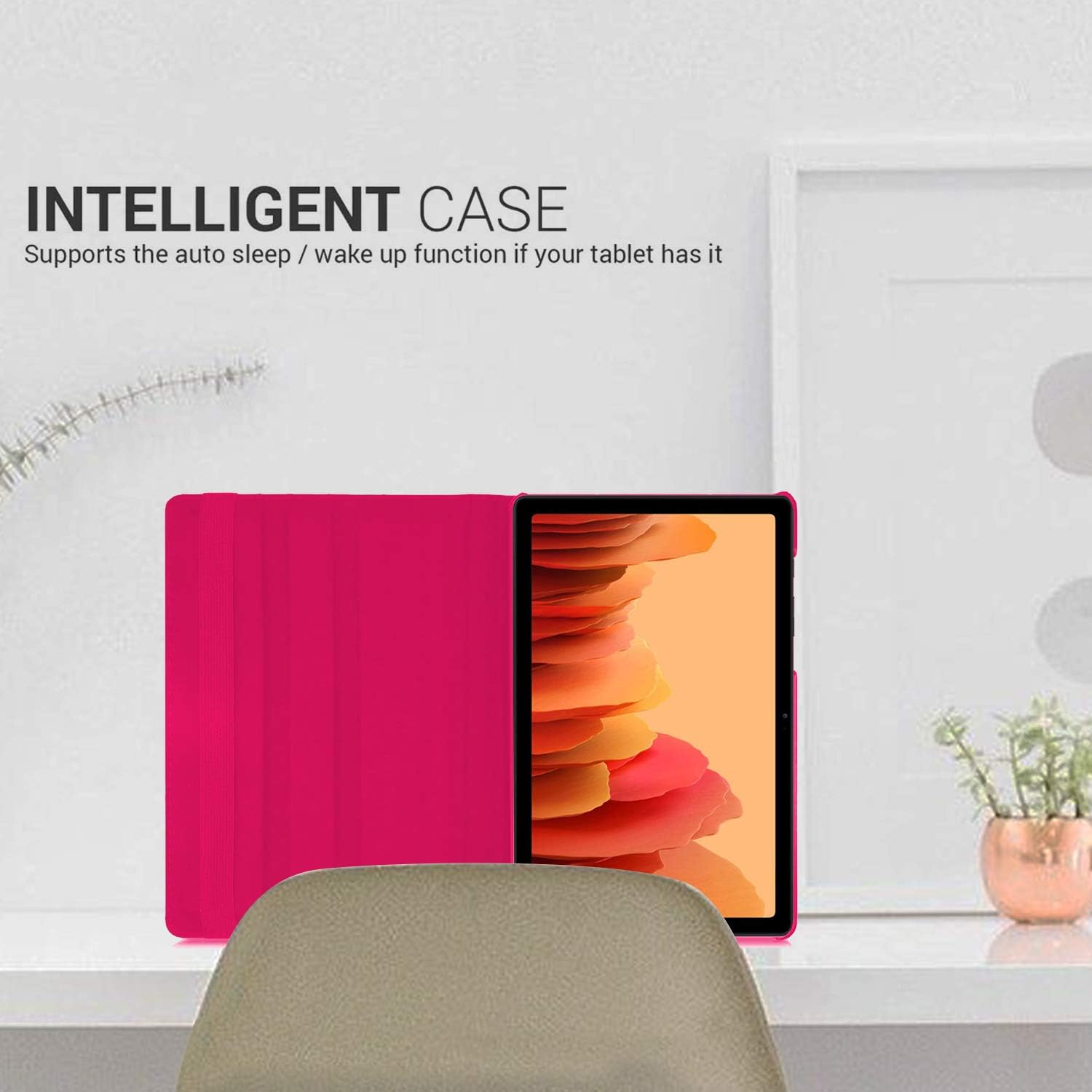 DN Technology Case For Samsung Galaxy Tab A7 10.4 inch 2022/2020 Multi Angle 360° Rotating Smart Folio Protective Tablet Cover (SM-T509/T500/T505/T507) (PINK) - Image 4