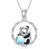 SELKAT Panda/Fox/Koala/Bunny Necklace for Women 925 Sterling Silver Moonstone Pendant Necklace Cute Animal Jewelry Gift for Mother
