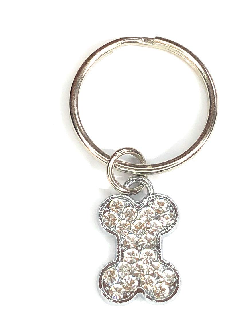 FizzyButton Gifts Dog Cat Collar or Lead Charm, Rhinestone Bone