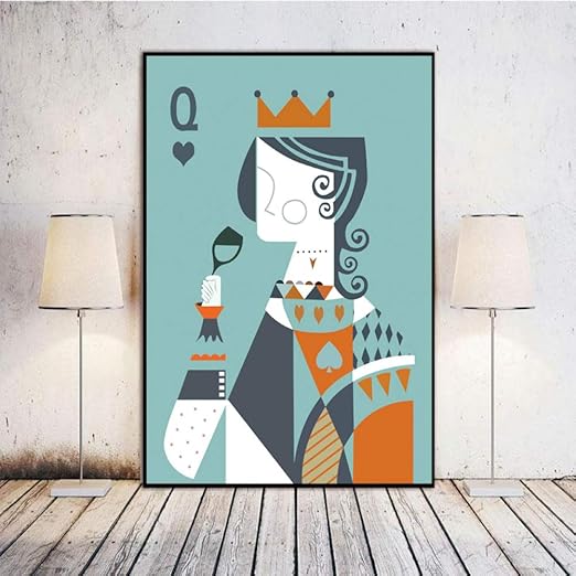 Rqjope Queen King Of Poker Decoracion Para El Hogar Lienzo Pintura Ideas De Arte De Pared Impresiones En Lienzo Para Sala Poster De Pared E Imagenes Sin Marco 16x20inch Amazon Es Hogar