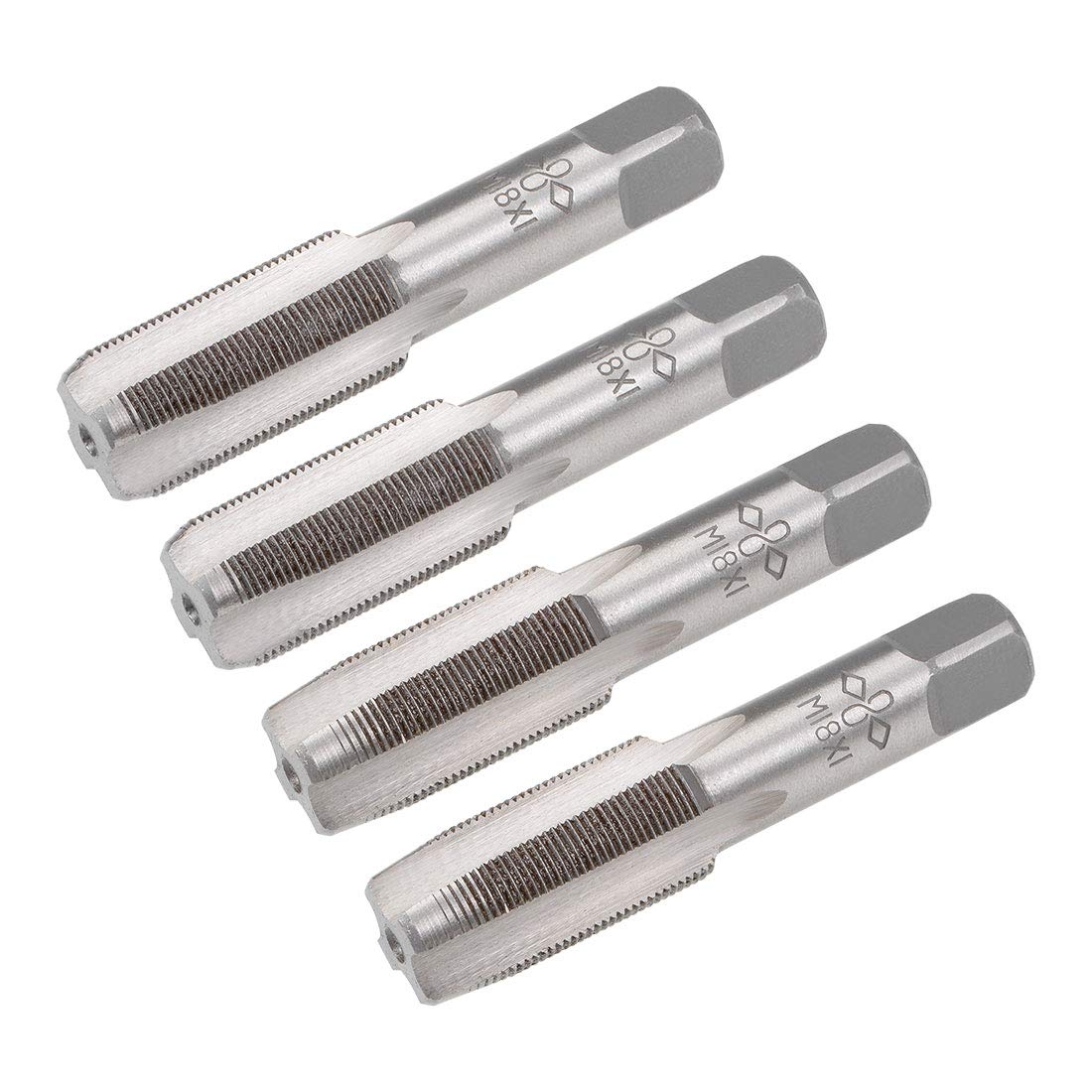 sourcing map Metric Hand Tap M18 Thread 1 Pitch 4 Straight Flutes H2 Alloy Tool Steel Bottom & Taper Screw Tap Set Tapping Tools for Repairing 2 Pairs
