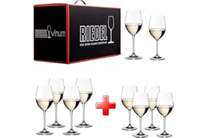 Riedel VINUM Wine Glasses Pay 6 Get 8 Mixed White Varietal Set 4 Sauvignon Blanc and Viognier/Chardonnay