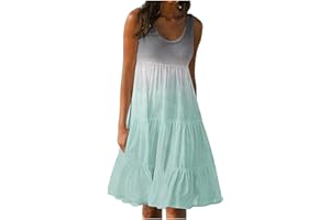 SEAOPEN Sundress for Women 2024 Summer Sleeveless Tank Dresses Casual Tiered Trendy Sundress Loose Swing Midi Dresses