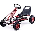 Costzon Go Kart for Kids, 4 Wheel Off-Road Pedal Go Cart w/Adjustable Seat, Steering Wheel, 2 Safety Brakes, EVA Rubber Tires