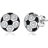 Sterling Silver Football BaseBall Softball Basketball Soccer Stud Earrings Hypoallergenic Sports Jewelry Gifts for Women Sports Lovers