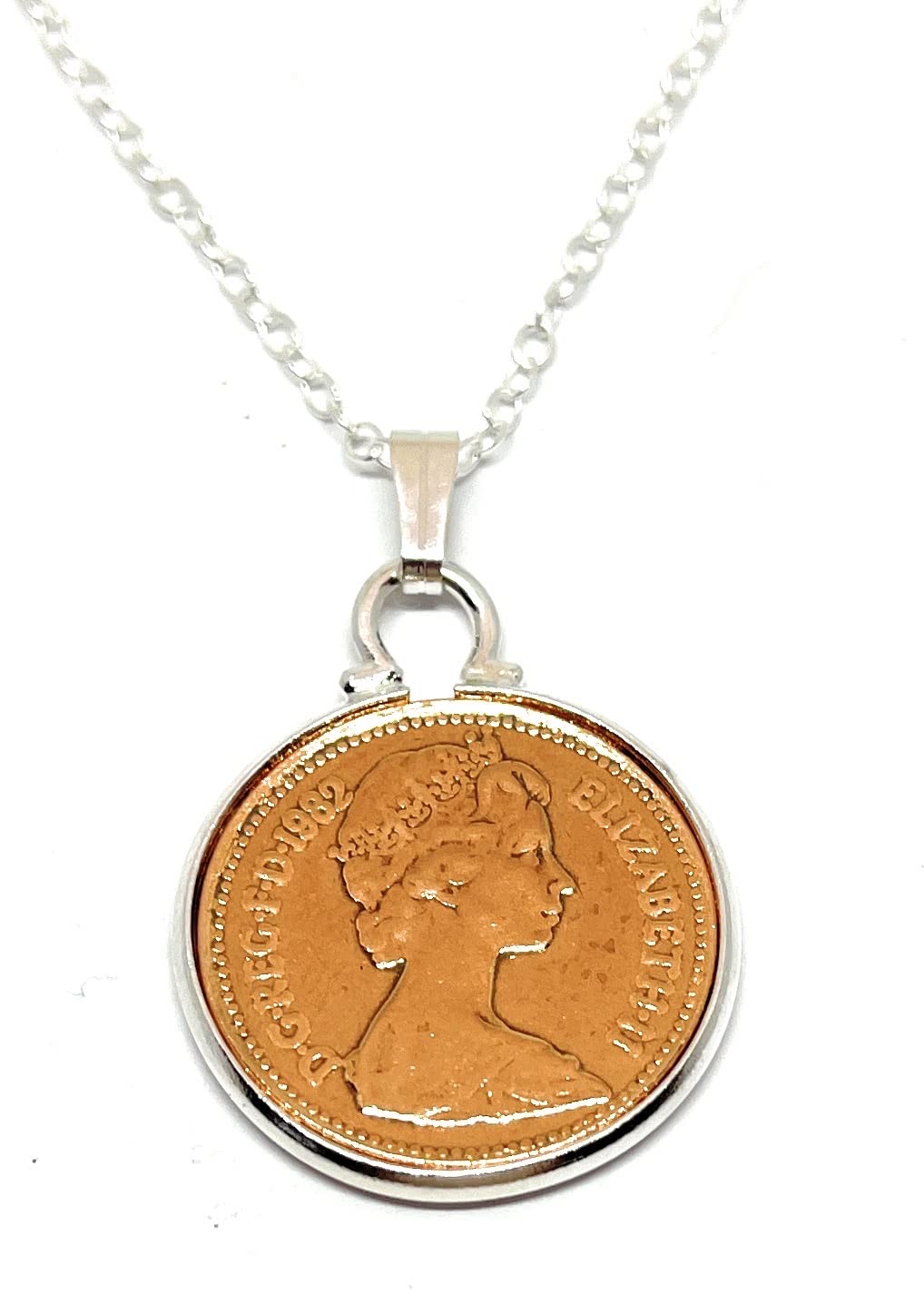 1950 Premium Rose Gold Plated Farthing Pendant for 76th Birthday Gift with 18 inch sterling silver chain - Gift for Her RG
