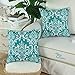 CaliTime Pack of 2 Soft Canvas Throw Pillow Covers Cases for Couch Sofa Home Decoration Vintage Solid Damask Floral 18 X 18 Inches Teal