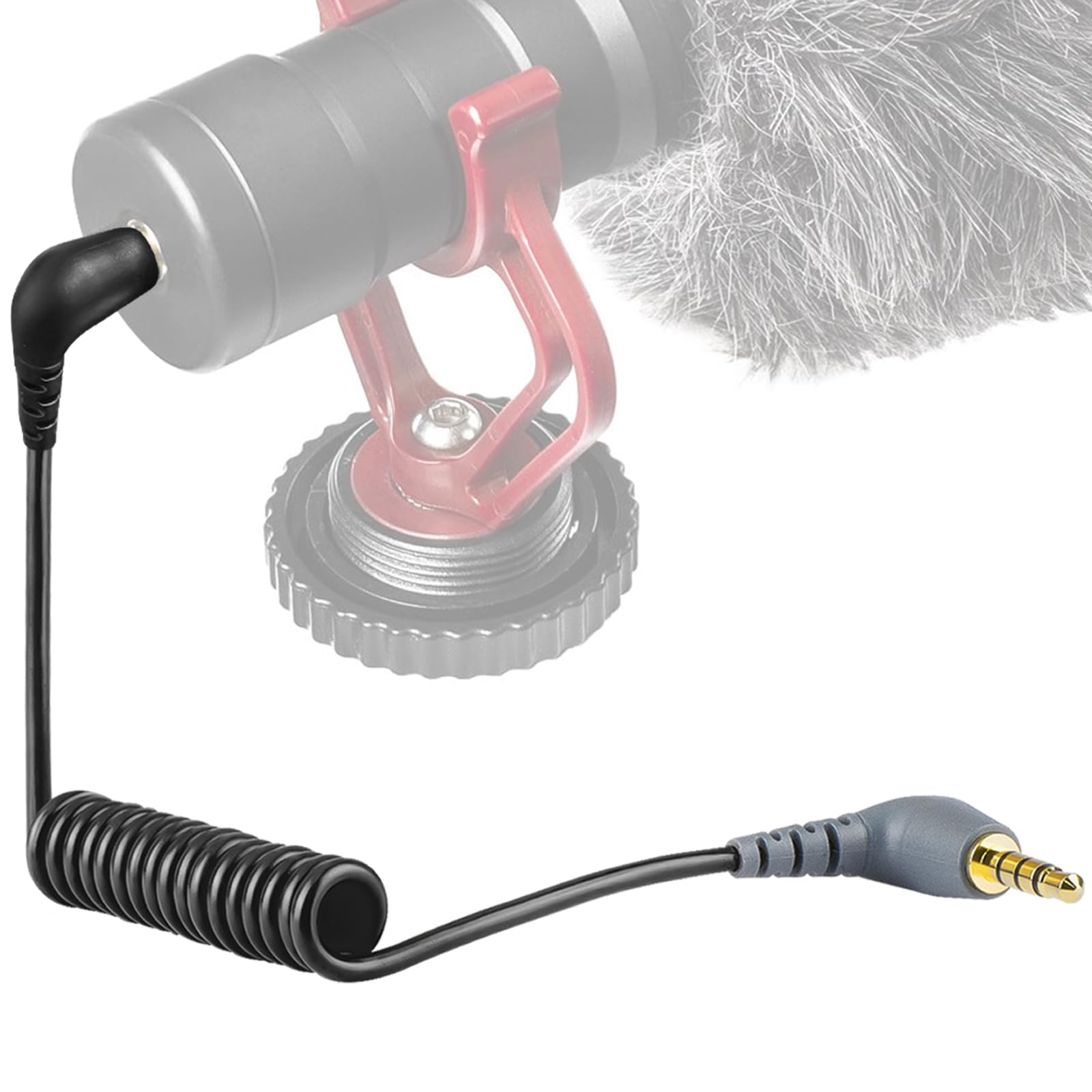 GEEKRIA for Creators 3.5mm TRRS to TRS Microphone Coil Cable 1.6 ft / 50 CM, Compatible with Takstar SGC-600, SGC-598, SGC-698, BOYA BY-BM2040, by-MM1, BY-BM3011 Mic Cord (Black)