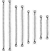 Nogeqi 8PCS Necklace Chain Extender Black Necklace Extension Chain Extenders for Necklaces Jewelry Making Bracelet Anklet Women Girls