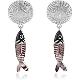 Fish Earrings for Women Boho Creative Ocean Animal Dangle Earrings Gold Silver Fish Statement Earring Trendy Summer Beach Mermaid Jewelry Accessories