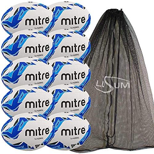 Mitre Sabre 10 x Training Rugby Balls plus a Lusum Mesh Bag