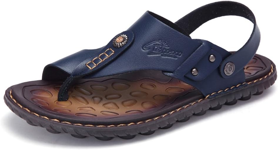 OHCHSH Mens Sandals Slippers Slip On Flip Flops for Men Shoes Leather Toe Ring Style Beach