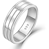 STARCHENIE 6mm Wedding Band Solid 925 Sterling Silver Ring for Men Comfort Fit Size 7-12