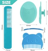 Aolso Baby Hair Brush and Comb Set 3Pcs Blue Nylon PP Safe Spherical Teeth view 2