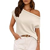 LILLUSORY Womens Summer Fashion Off The Shoulder Sweaters Vacation Trendy Going Out Tops Lightweight Knit Pullover 2025