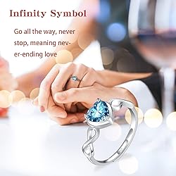 Shysnow Aquamarine Birthstone March Ring for Women