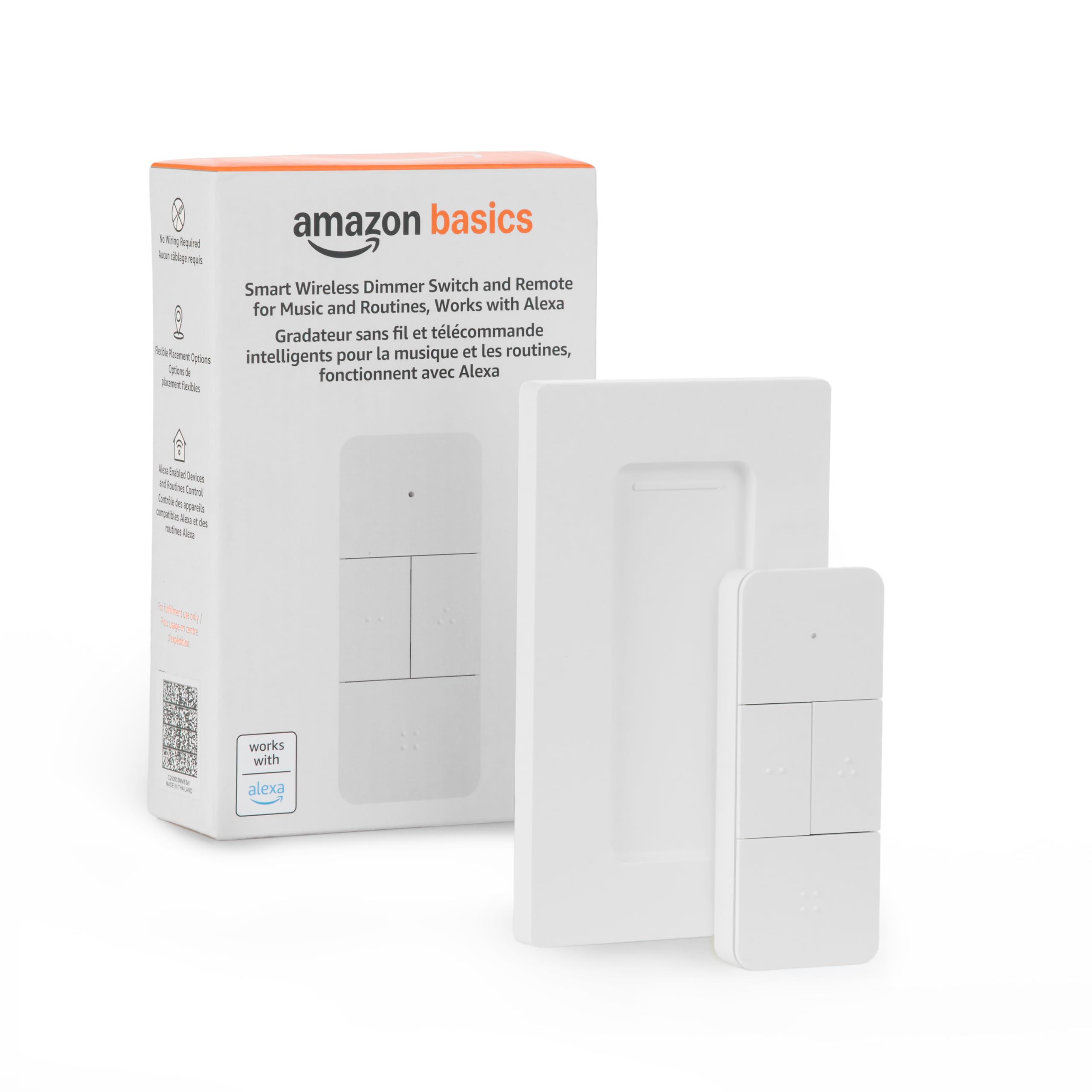 Photo 1 of Amazon Basics Smart Dimmer Switch and Remote for Music and Routines, Compatible Echo Devices Required, Works with Alexa Only, No Wiring Required