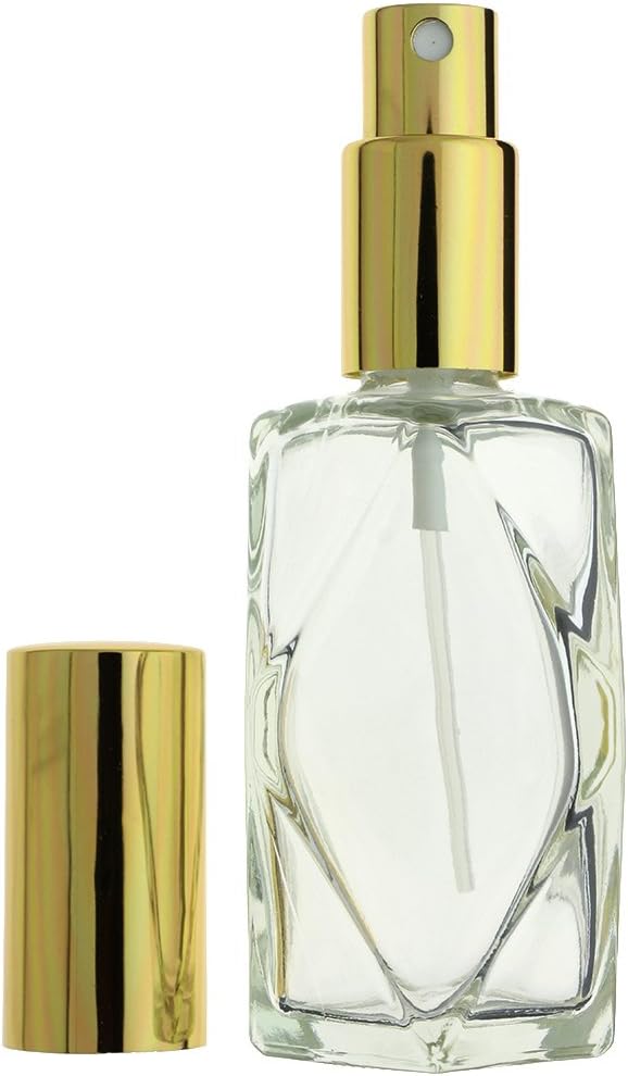 288-PIECE 2 OZ 60 ML DIAMOND CUT EMPTY REFILLABLE GLASS BOTTLE WITH FINE MIST GOLD SPRAYER (Perfume Fragrance Cologne Essential Oil Atomizer)