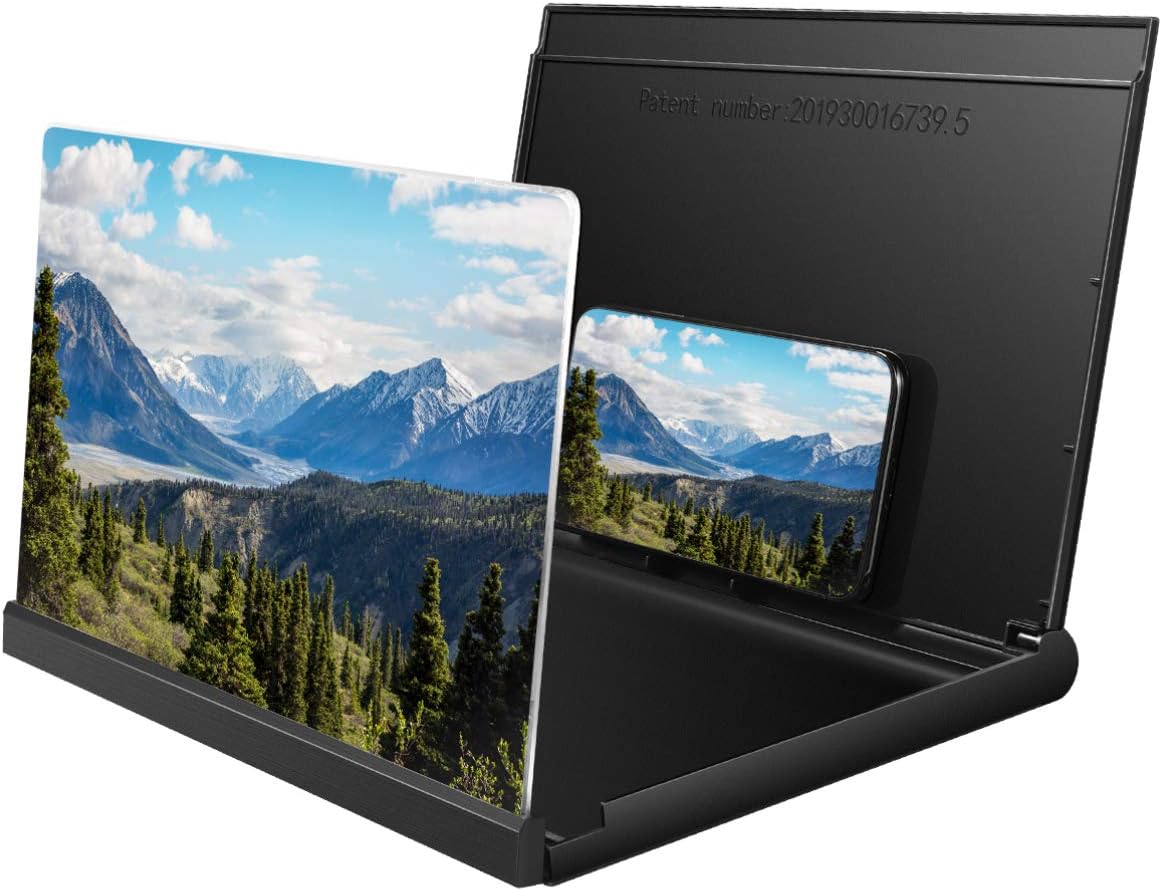 NICERIO 3D Universal Screen Magnifier,Foldable 12 in HD Cellphone Amplifier Screen Enlarger with Phone Sucker for Watching Video Movies,Compatible for iPhone Xs/X Max/XR/X/8/8Plus/Samsung/HUAWEI ETC