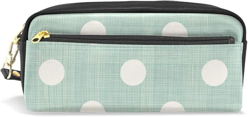 Amazon Vawa ペンケース 革 かわいい 大容量 ドット柄 グリーン エレガント 筆箱 高校生 おしゃれ 化粧ポーチ 中学生 女子 人気 多機能 おすすめ ペンケース 文房具 オフィス用品