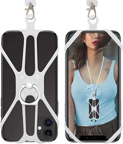 Amazon スマホストラップ Shanshui 携帯ストラップ シリコン製 4 0 6 5インチの携帯電話適用 長さ調節可能 リングスタンド 全機種対応 ホワイト ストラップ マスコット 通販