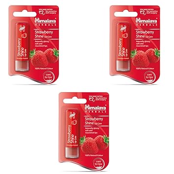 Himalaya Herbals Lip Care, Strawberry Shine, 4.5g (Pack of 3)