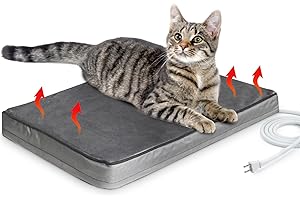 PAIGTEK Outdoor Heating Pad，Orthopedic Foam Outdoor Heating Pet Bed for Small, Medium, Large and Dogs/Cats - Auto Temperature Control Outdoor Heated Pet Pad. (Small, Black)