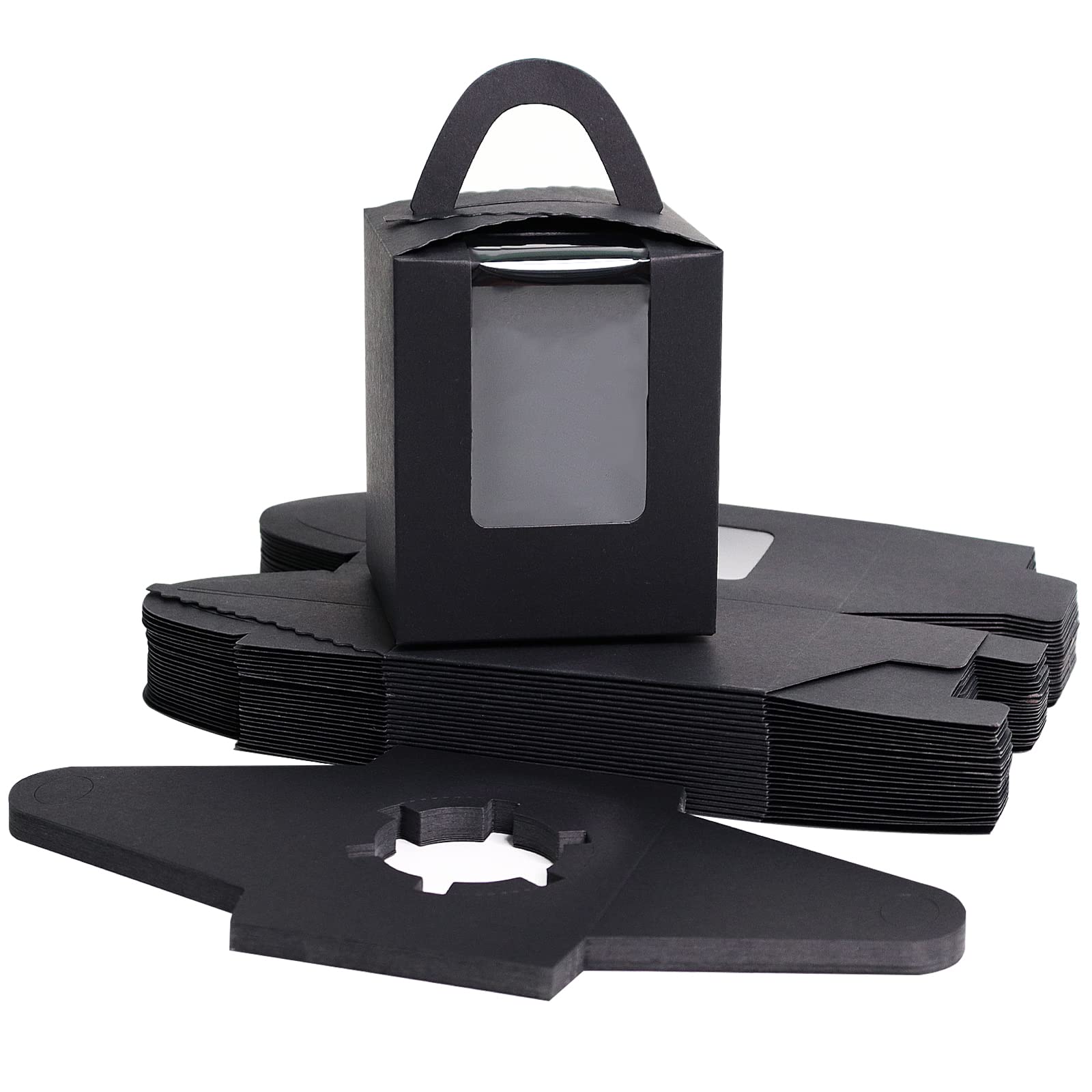 Goalfly 24 Pieces Single Cupcake Boxes, Cake Boxes with Window, Cupcake Carrier with Handel, Party Box Bakery Boxes with Handle, for Bridal Showers, Weddings, Birthday Parties — image 1