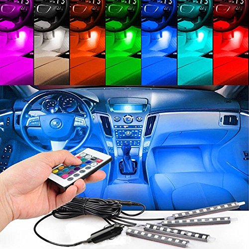 Car Inside Lights, Karono 4pcs 8 Color Changing Led Car Interior Lights