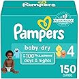 Pampers Baby Dry Diapers - Size 4, 150 Count, Absorbent Disposable Diapers