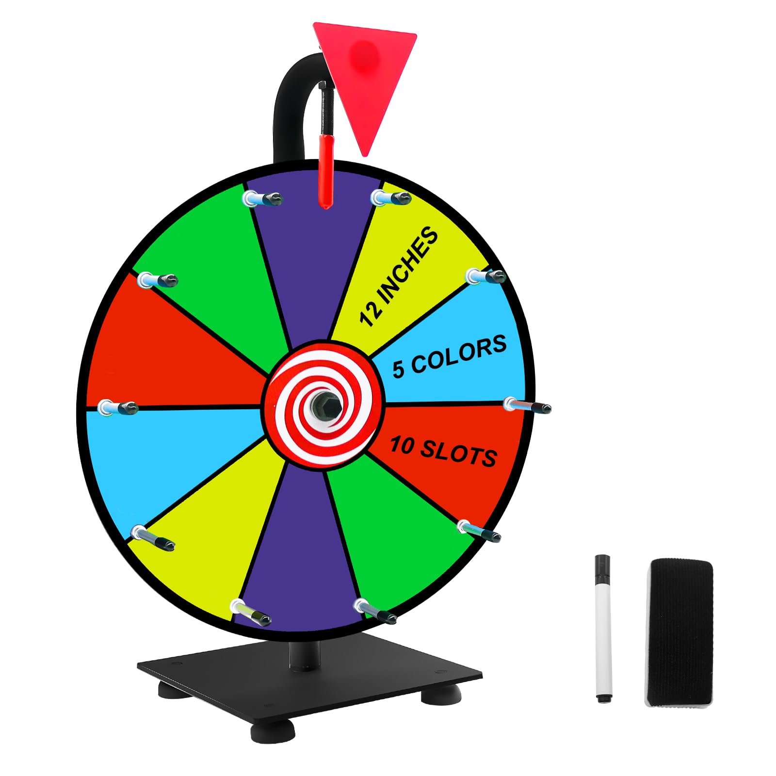 Photo 1 of WJTQTBT 12" Heavy Duty Spinning Wheel for Prizes,10 Colorful Prize Slots Tabletop Spinner,Color Prize Wheel for Trade Show,Fortune Spinning Game,Carnival