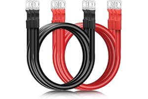 Linkstyle 6 PCS 4 AWG 12 Inch Battery Cables, 30CM Marine Battery Power Inverter Copper Wire Set, with 3/8" Tinned Copper Lugs, for Automotive Solar, ATV, RV