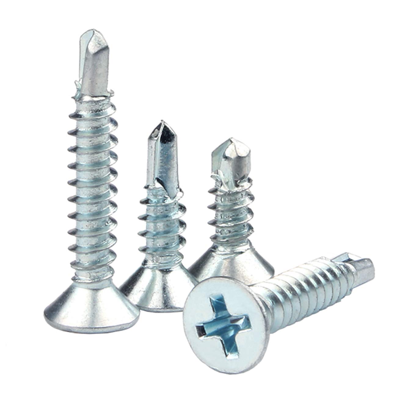 100pcs 4.2 * 25mm Self Tapping Screw Cross Countersunk Drill Tail Self Drilling Screws Wood Screws for Metal 25mm Zinc Plated Iron