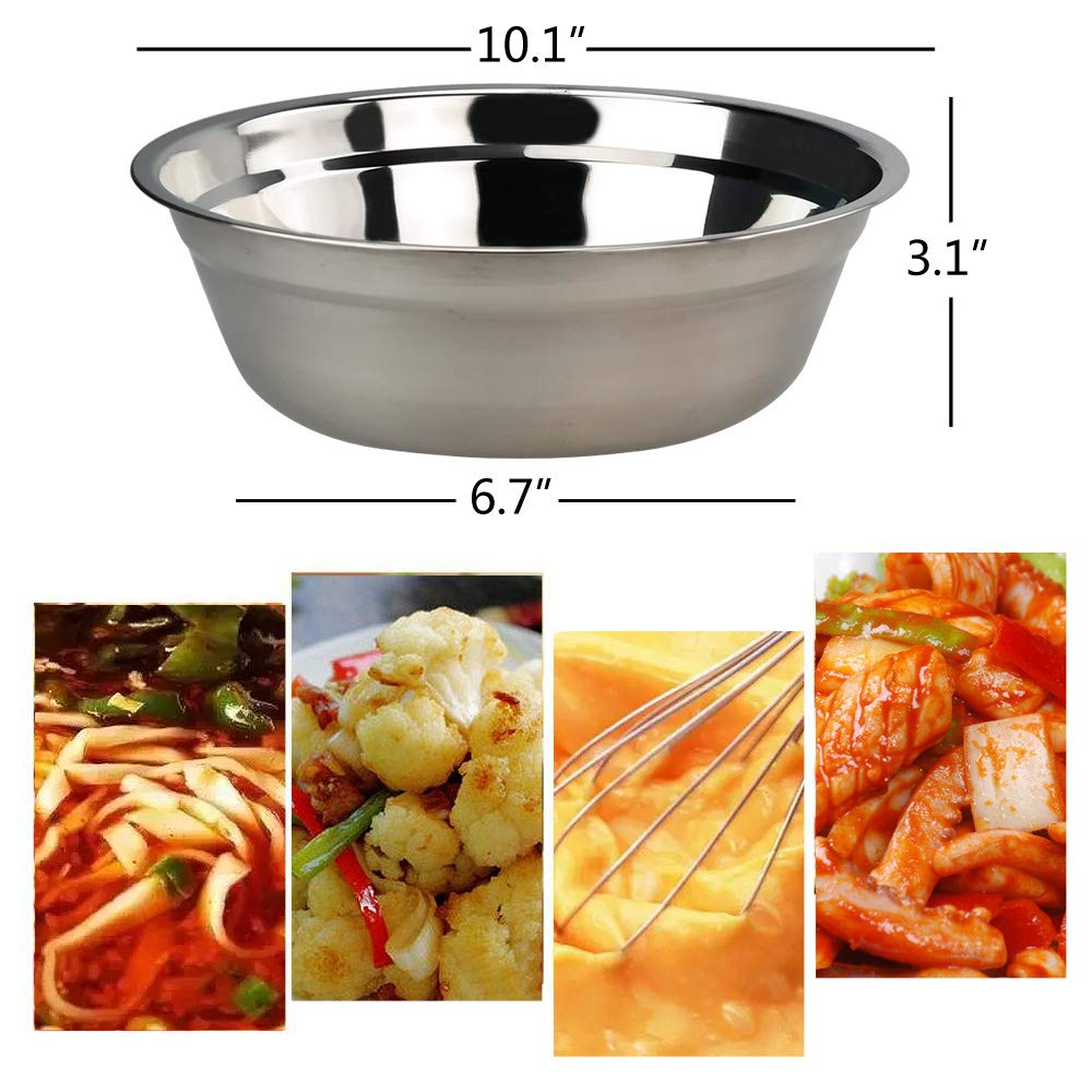 HOMMP Large Stainless Steel Mixing Bowls/Metal Prep Bowls, 10-Inch, Pack for 4