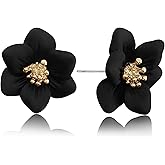 JOONL Simulated Exquisite Three-Dimensional Flower Stud Earrings Colored Double-Layer Plant Stamen Petal Alloy Stud Earrings for Women Jewelry Gifts