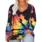 CARCOS Womens Plus Size Tops Long Sleeve Shirts V Neck Tunic Floral Blouses XL-5X