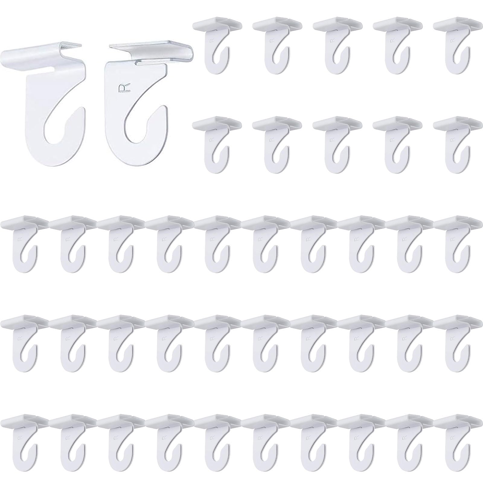 INCREWAY Drop Ceiling Hooks, 40 Pair High Strength Metal Ceiling Hooks T-Bar Hooks for Hanging Decorations & Plants in Classrooms, Home & Office, 40 Right and 40 Left (White)