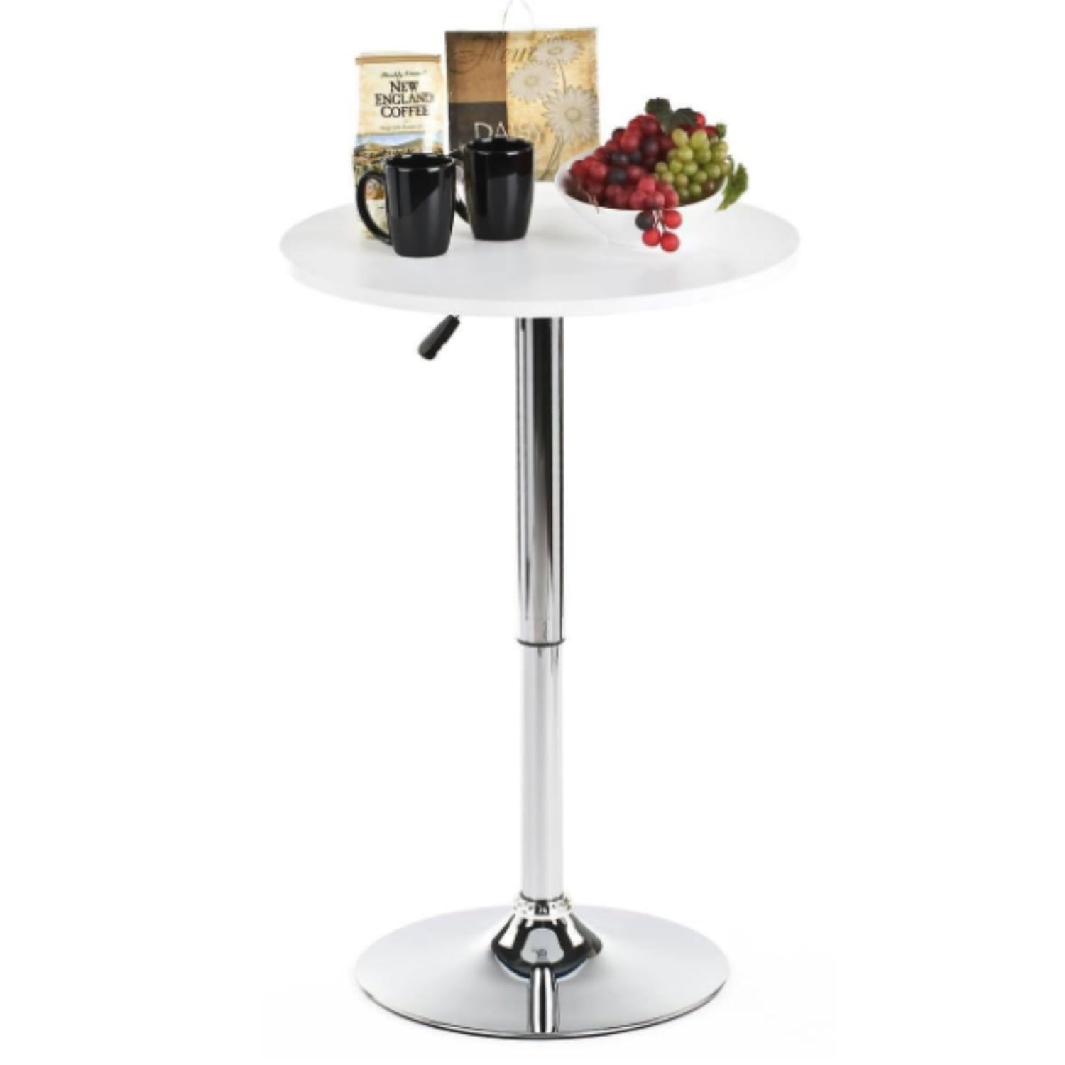 Magshion Stool 23.6'' Round Adjustable Height Wood Bar Pub Table White