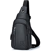 KPYWZER Vintage Leather Sling Bag Backpack for Men Crossbody Shoulder Chest Day Pack Backpacks