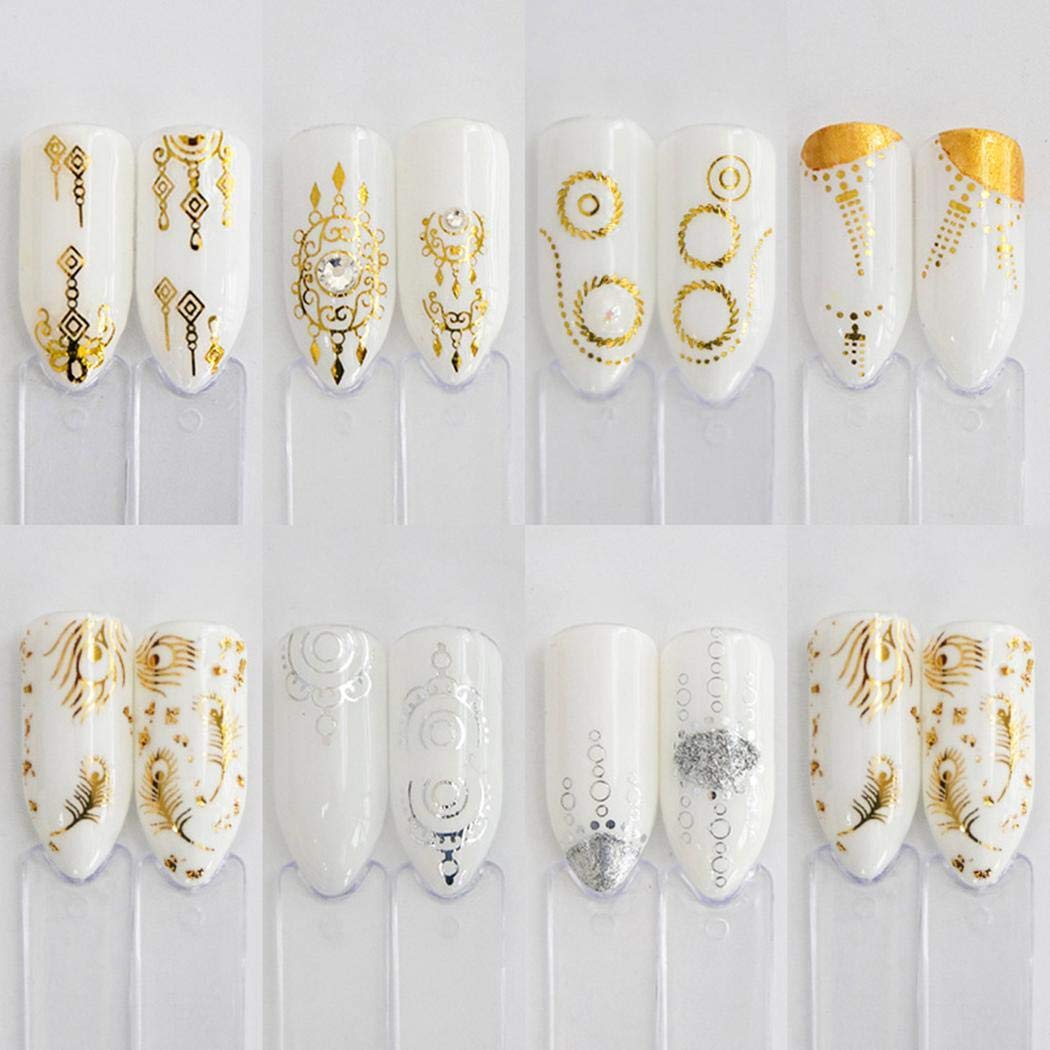 Zhuygba 30Pcs/Pack Nail Art Manicure 3D Decoration Nail Glitter Sticker Nail Decals Nail Art Designs Manicure Decals Gems Glitter Wraps for Women Girls