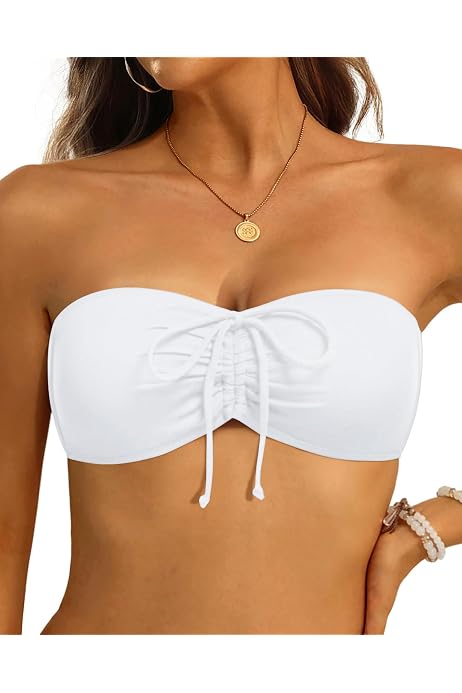 white strapless swimsuit top