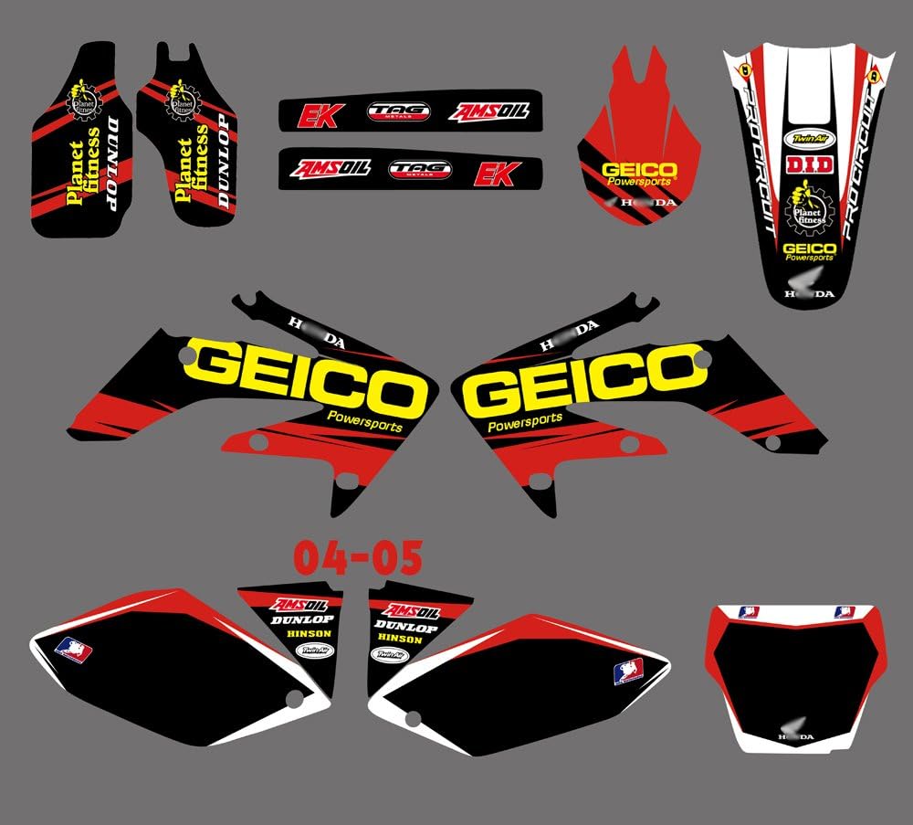 DST0012 Motorcross Graphics Custom Decal Kit 3M for Honda CRF250R CRF250 CRF 250R 250 2004 2005 Graphic Background Decals