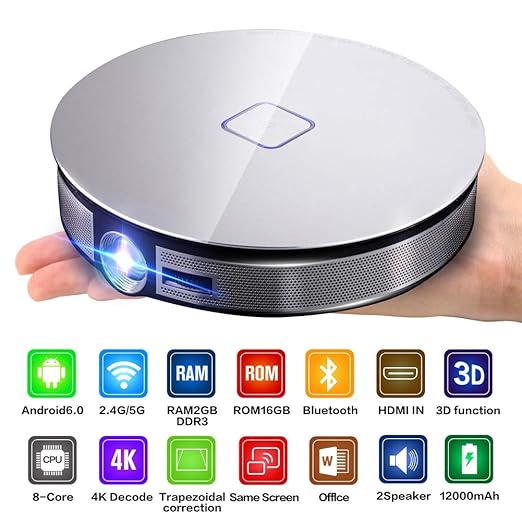 QLPP Proyector Inteligente LED Android 6.0, Proyector 3D ...