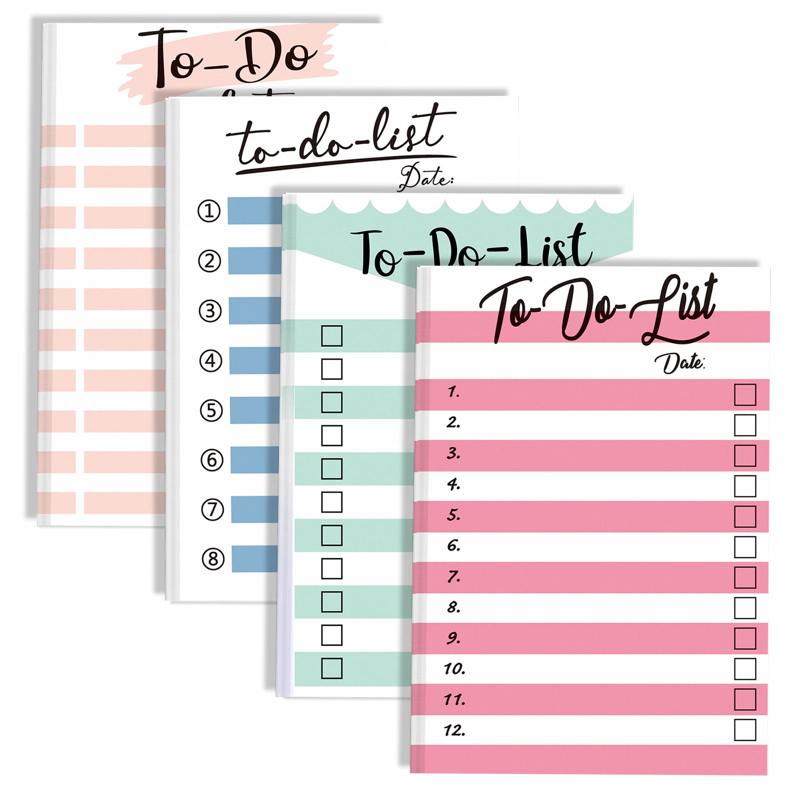 Nezyo 4 Packs to Do List Planner Sticky Notepad 200 Sheets 4 x 6 Inches Striped Daily to Do List Notes Grocery Reminders for Work Planner(Blue, Green, Pink, Light Pink)