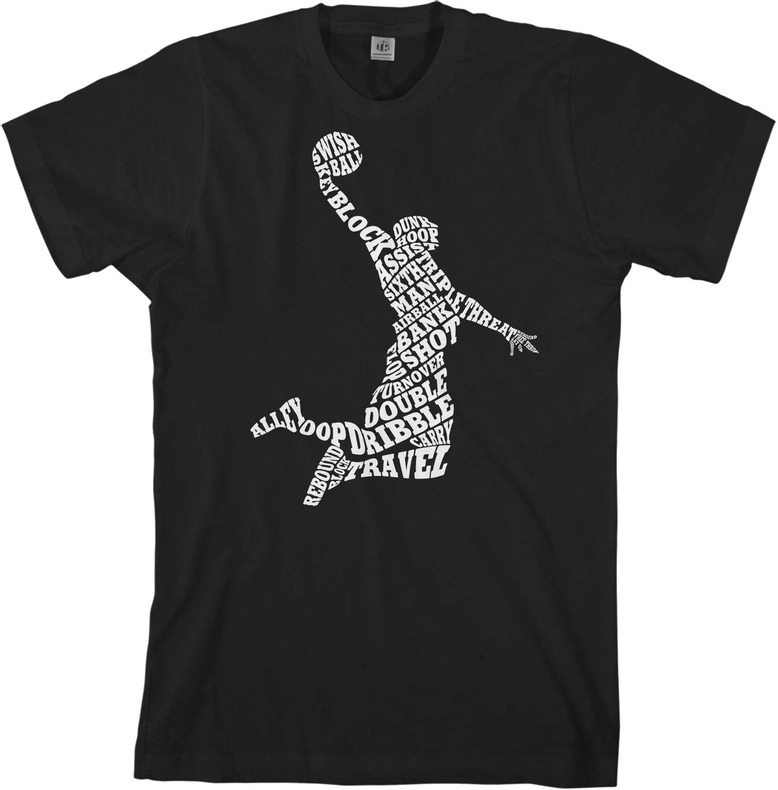 Photo 1 of Threadrock Men's Basketball Player Typography T-Shirt - X-Large, Black